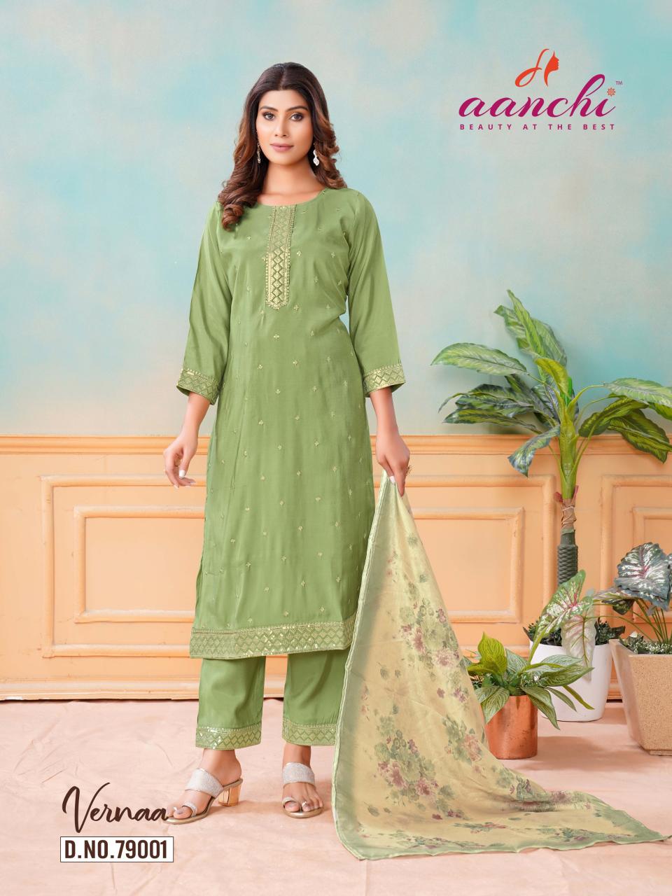 Aanchi VERNAA Embroidery Kurtis Wholesale Catalog