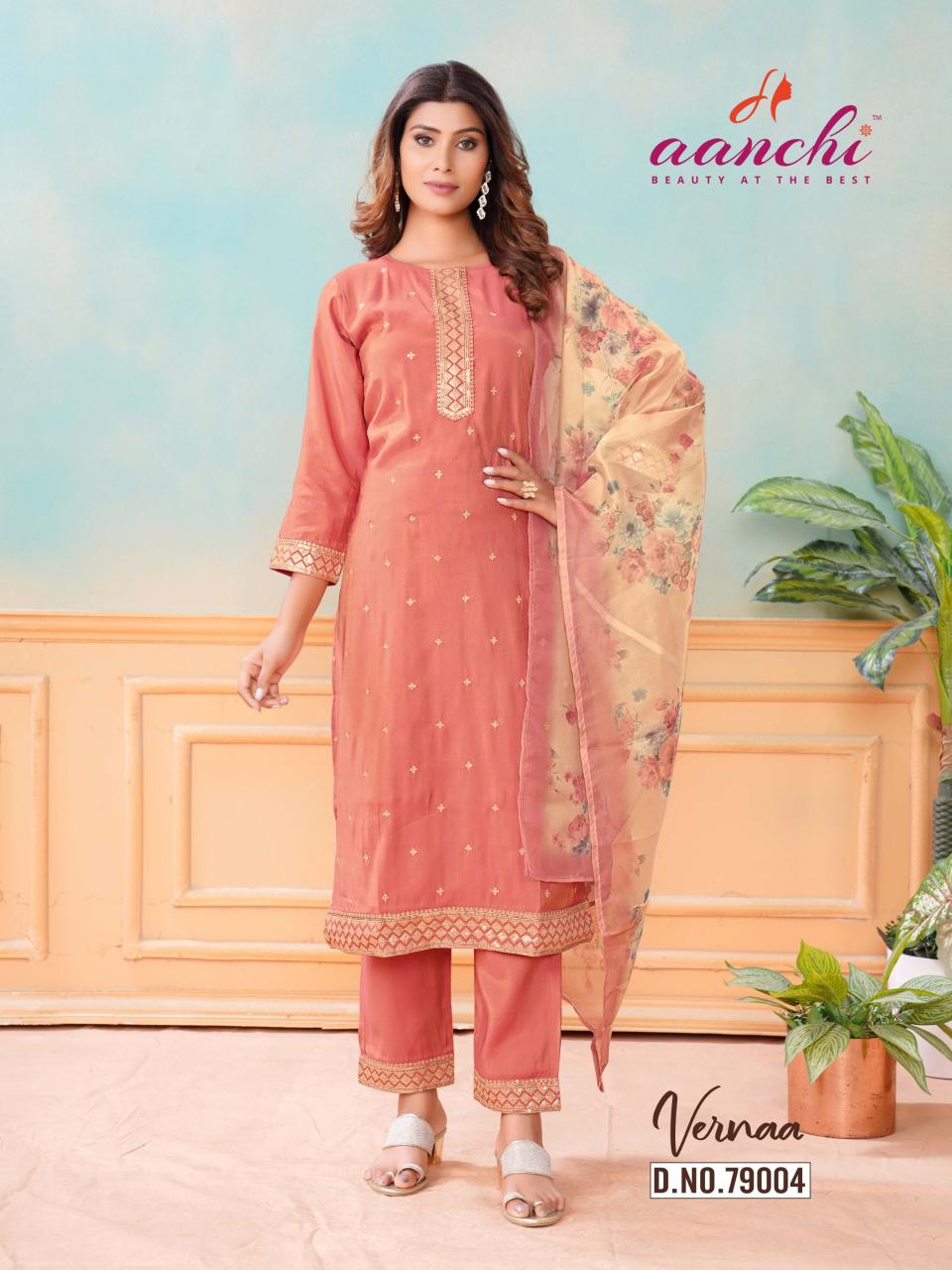 Aanchi VERNAA Embroidery Kurtis Wholesale Catalog