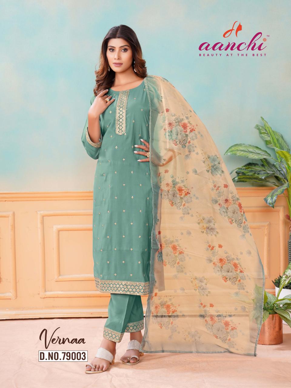 Aanchi VERNAA Embroidery Kurtis Wholesale Catalog