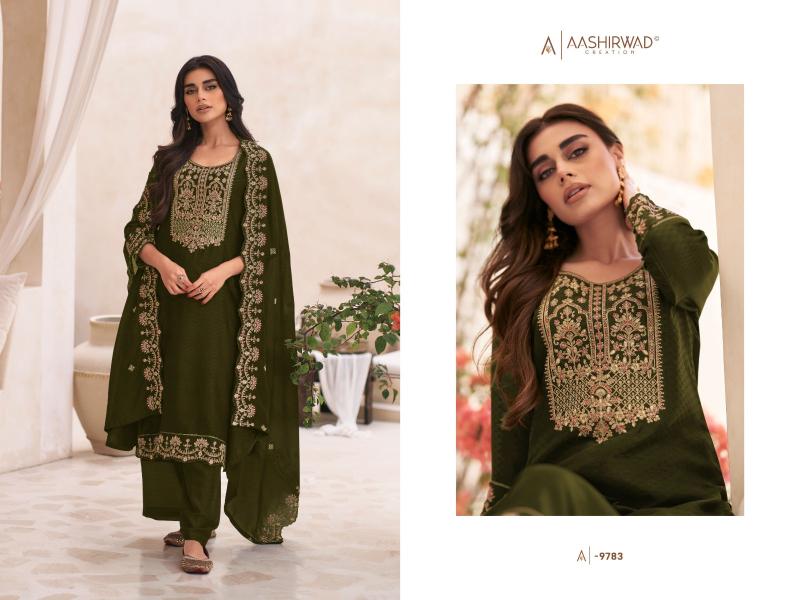 Aashirwad Swaraj Silk Salwar Suit Material Wholesale Catalog