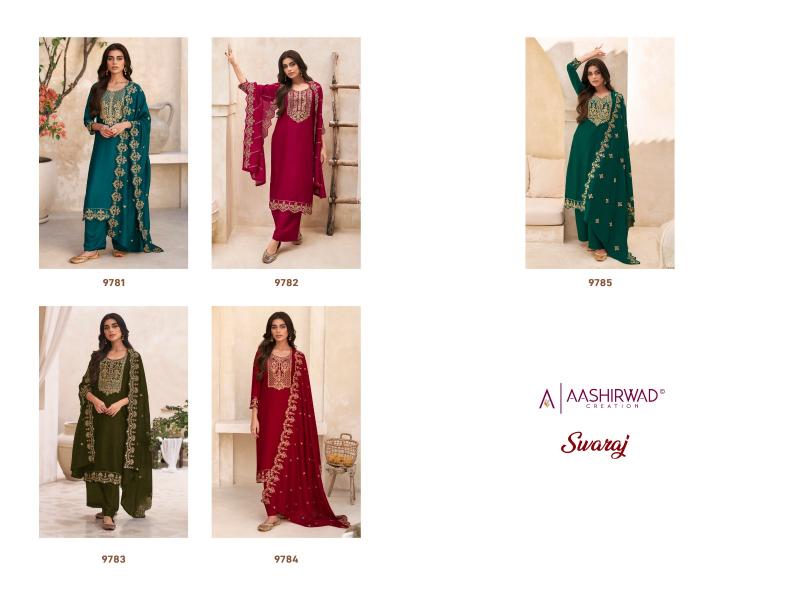Aashirwad Swaraj Silk Salwar Suit Material Wholesale Catalog