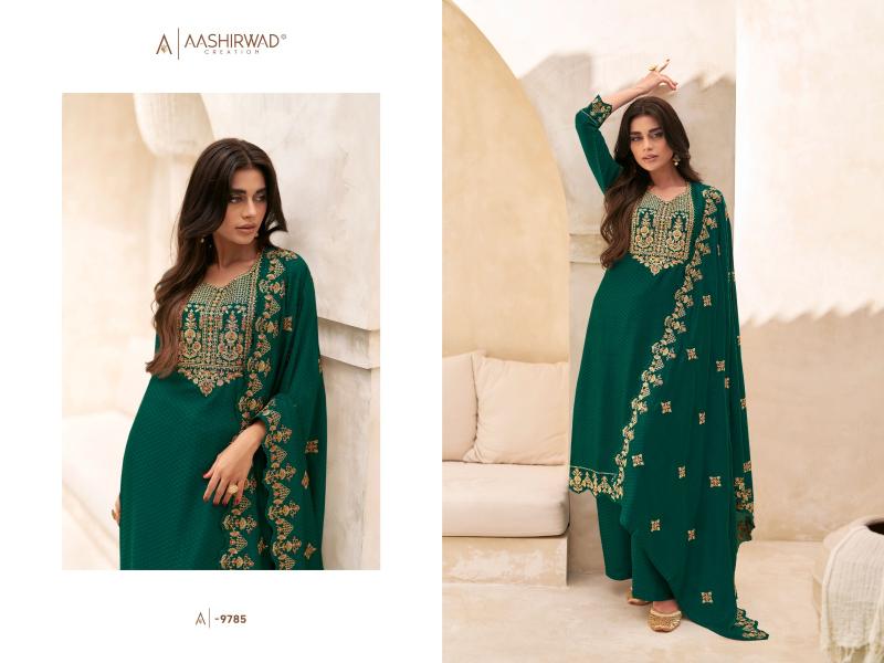 Aashirwad Swaraj Silk Salwar Suit Material Wholesale Catalog