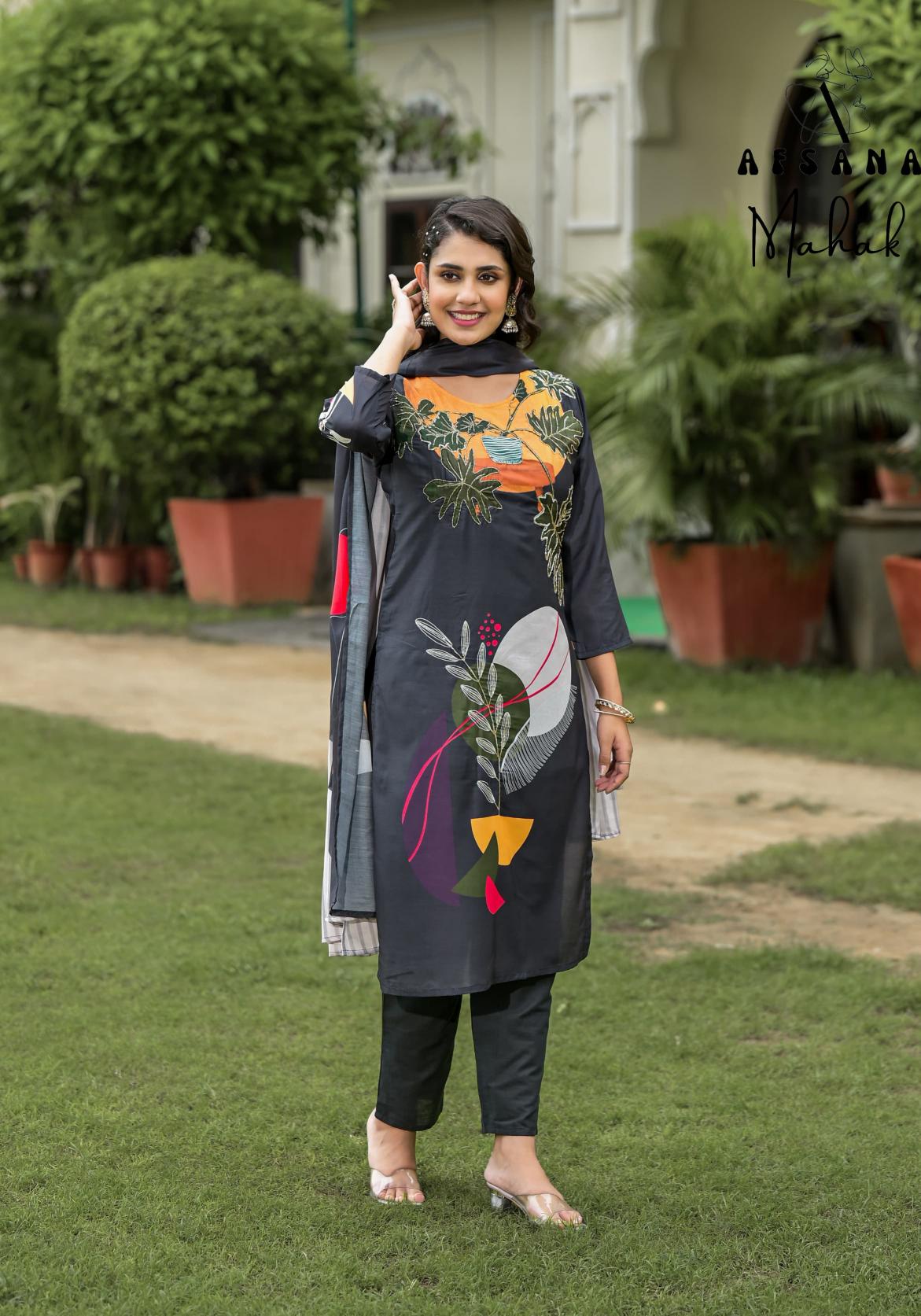 Afsana Mahak Buy Black Kurtis Online India Wholesale Catalog