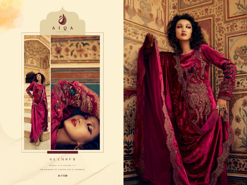 AIQA Sastra Pure Velvet With Fancy Work Wholesale Catalog