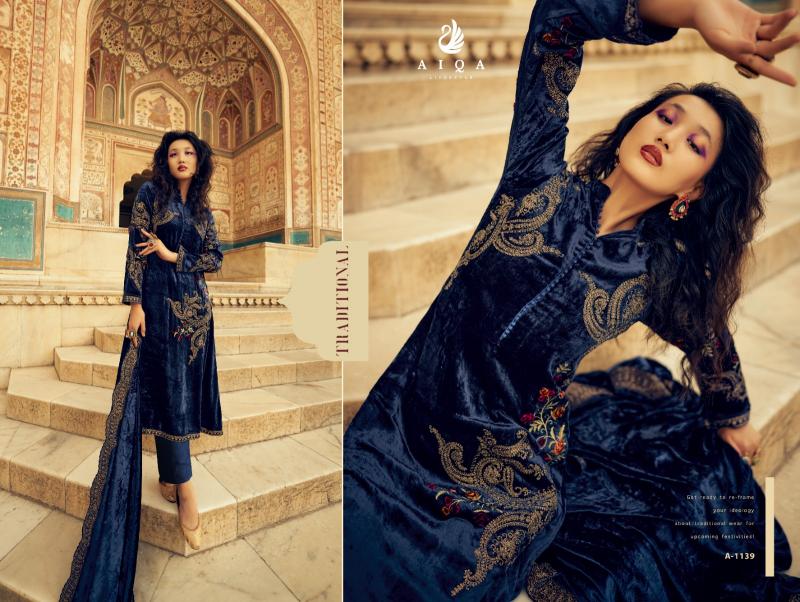 AIQA Sastra Pure Velvet With Fancy Work Wholesale Catalog