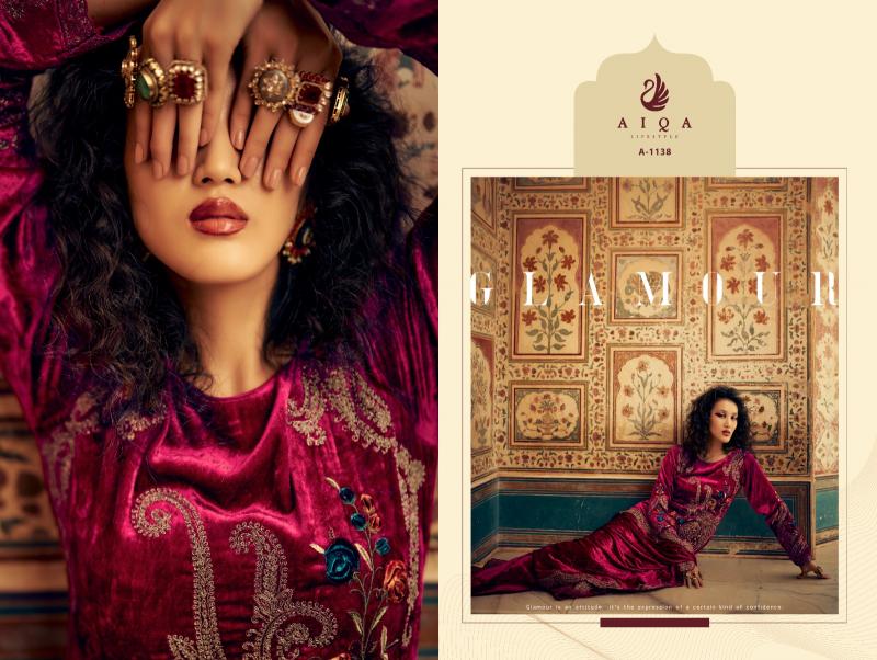 AIQA Sastra Pure Velvet With Fancy Work Wholesale Catalog