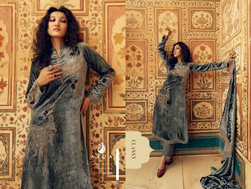 AIQA Sastra Pure Velvet With Fancy Work Wholesale Catalog