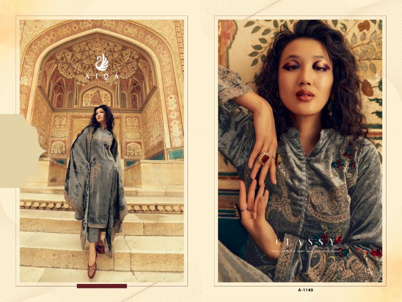 AIQA Sastra Pure Velvet With Fancy Work Wholesale Catalog