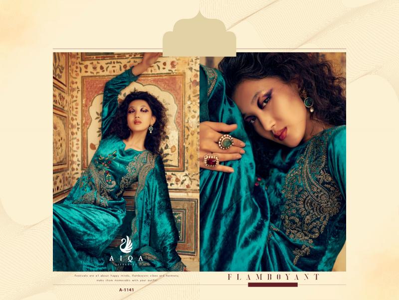 AIQA Sastra Pure Velvet With Fancy Work Wholesale Catalog