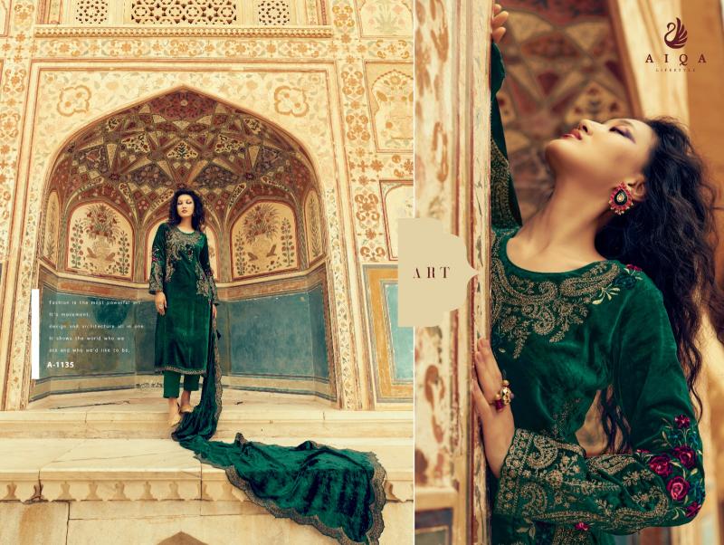 AIQA Sastra Pure Velvet With Fancy Work Wholesale Catalog