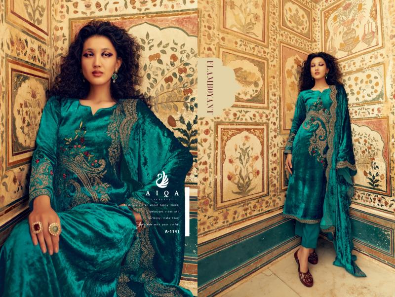 AIQA Sastra Pure Velvet With Fancy Work Wholesale Catalog