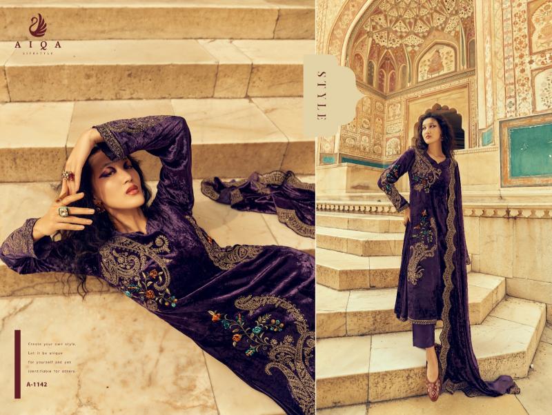 AIQA Sastra Pure Velvet With Fancy Work Wholesale Catalog