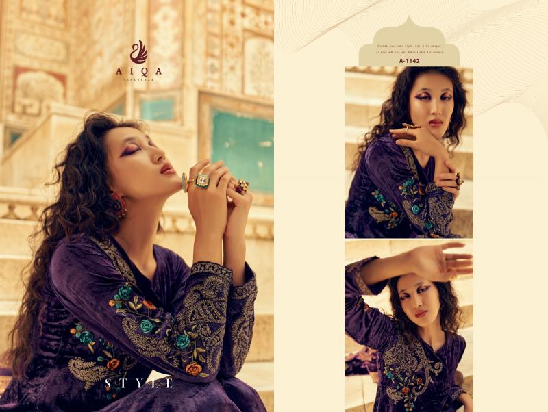 AIQA Sastra Pure Velvet With Fancy Work Wholesale Catalog