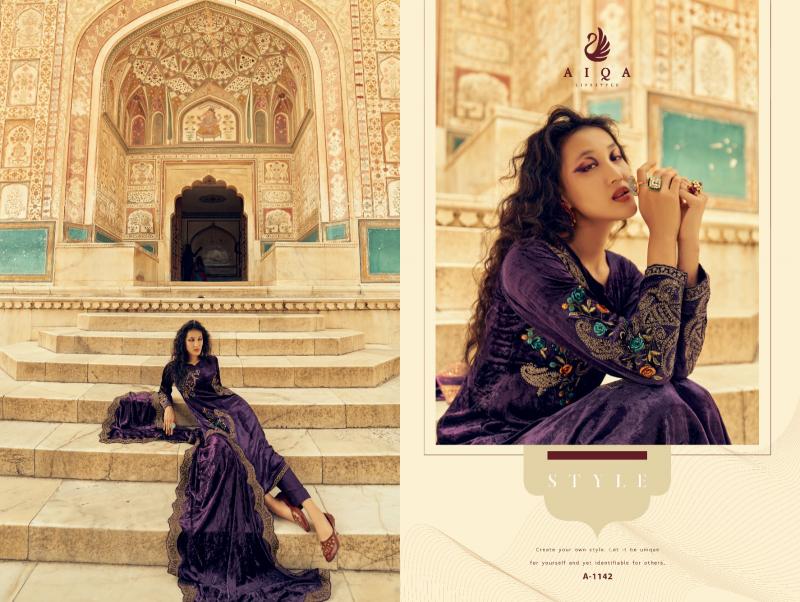 AIQA Sastra Pure Velvet With Fancy Work Wholesale Catalog