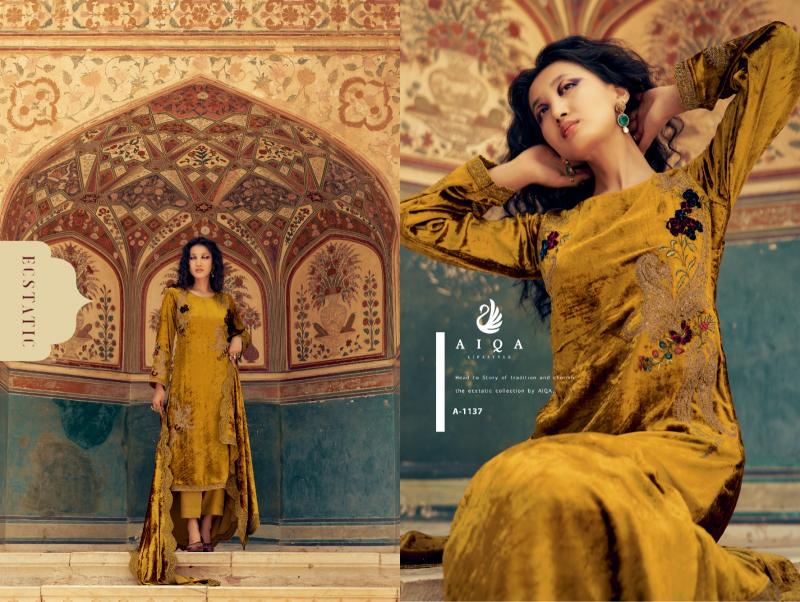 AIQA Sastra Pure Velvet With Fancy Work Wholesale Catalog