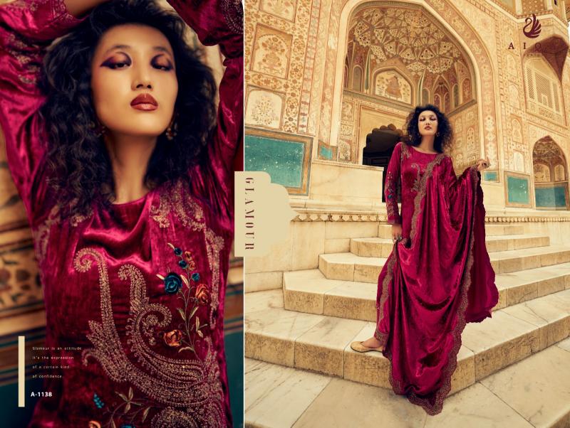 AIQA Sastra Pure Velvet With Fancy Work Wholesale Catalog