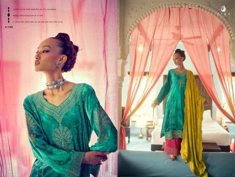 AIQA SHAHEN SHAH Velvet With Fancy Work Salwar Kameez Wholesale Catalog