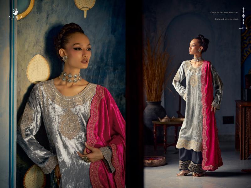 AIQA SHAHEN SHAH Velvet With Fancy Work Salwar Kameez Wholesale Catalog