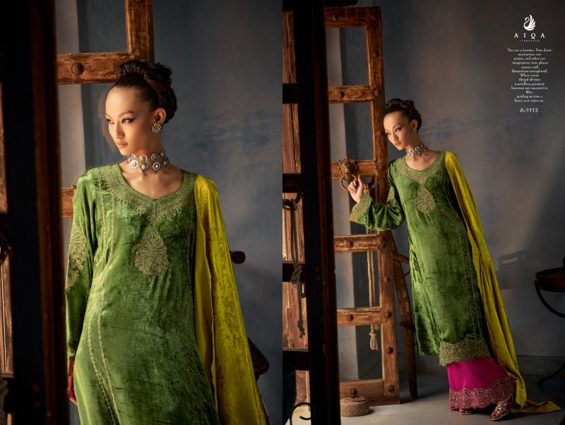 AIQA SHAHEN SHAH Velvet With Fancy Work Salwar Kameez Wholesale Catalog