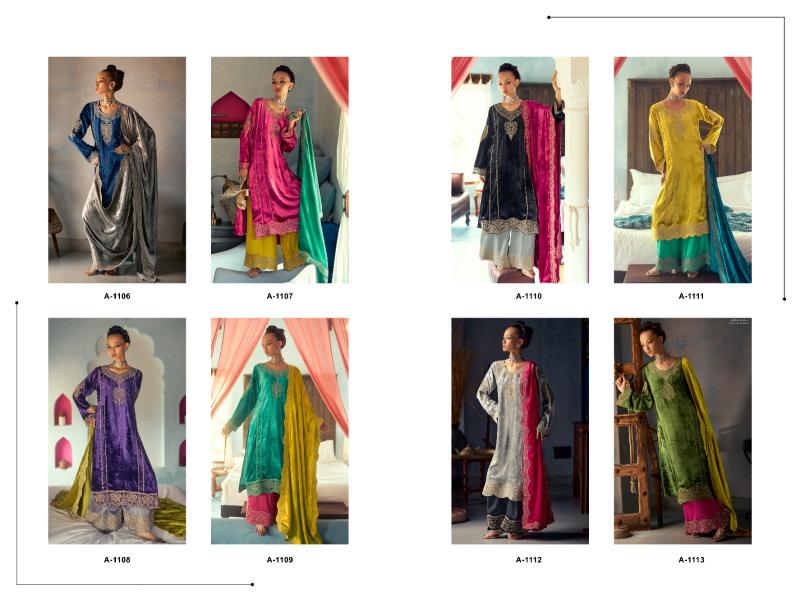 AIQA SHAHEN SHAH Velvet With Fancy Work Salwar Kameez Wholesale Catalog
