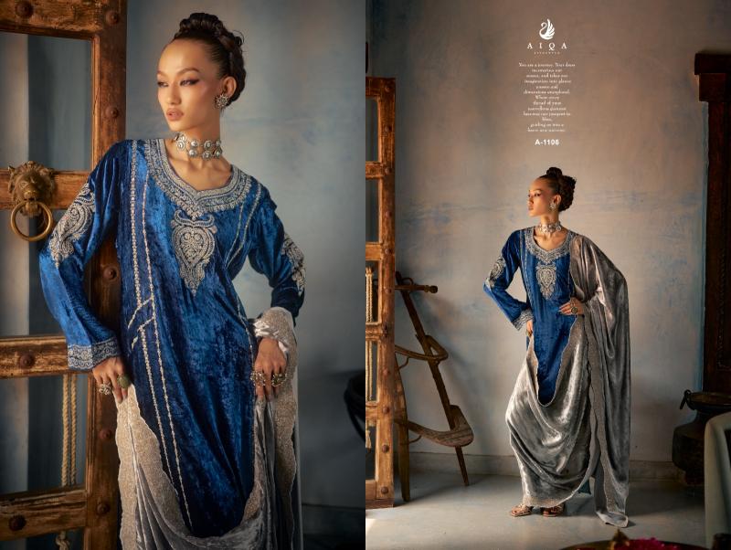 AIQA SHAHEN SHAH Velvet With Fancy Work Salwar Kameez Wholesale Catalog