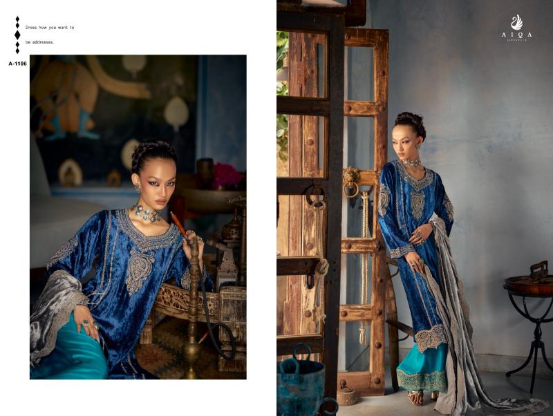 AIQA SHAHEN SHAH Velvet With Fancy Work Salwar Kameez Wholesale Catalog