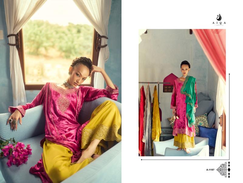 AIQA SHAHEN SHAH Velvet With Fancy Work Salwar Kameez Wholesale Catalog
