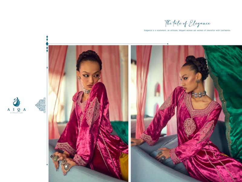 AIQA SHAHEN SHAH Velvet With Fancy Work Salwar Kameez Wholesale Catalog