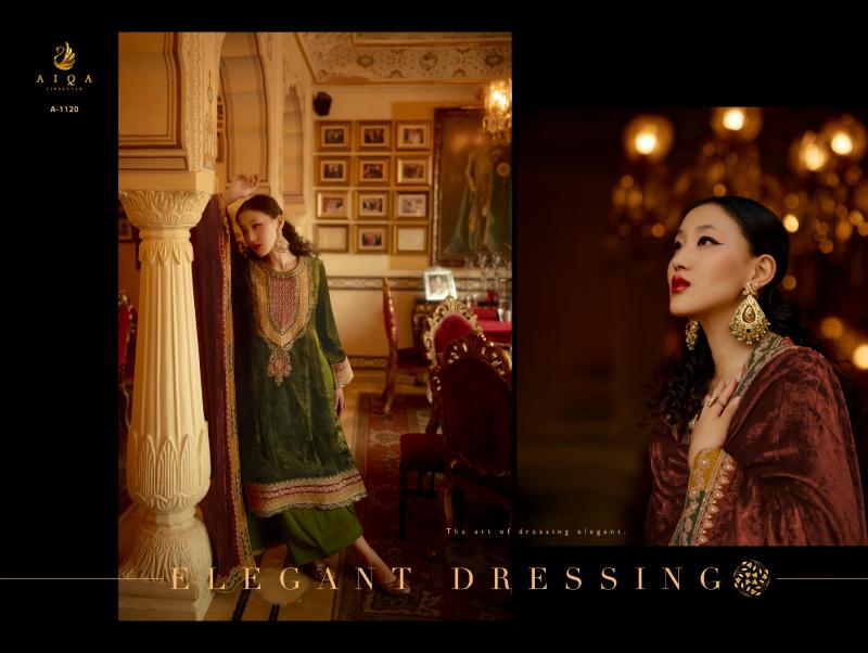 AIQA SURKH Pure Velvet With Fancy Work Salwar Suits Wholesale Catalog