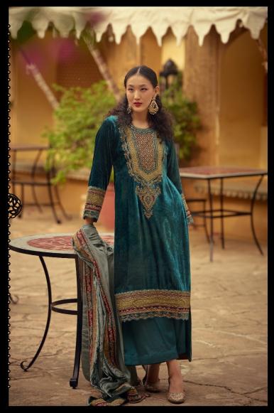 AIQA SURKH Pure Velvet With Fancy Work Salwar Suits Wholesale Catalog