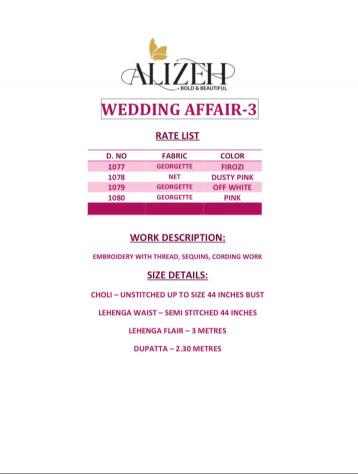 Alizeh Wedding Affair Vol 3 Lehenga Choli Wholesale Catalog