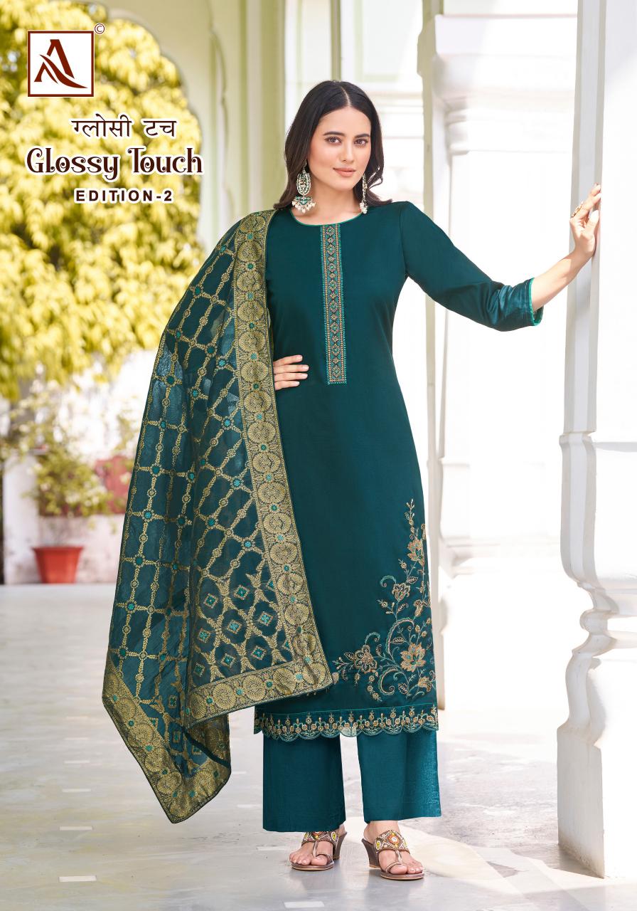 Alok Glossy Touch Vol 2 Designer Dress Material Wholesale Catalog