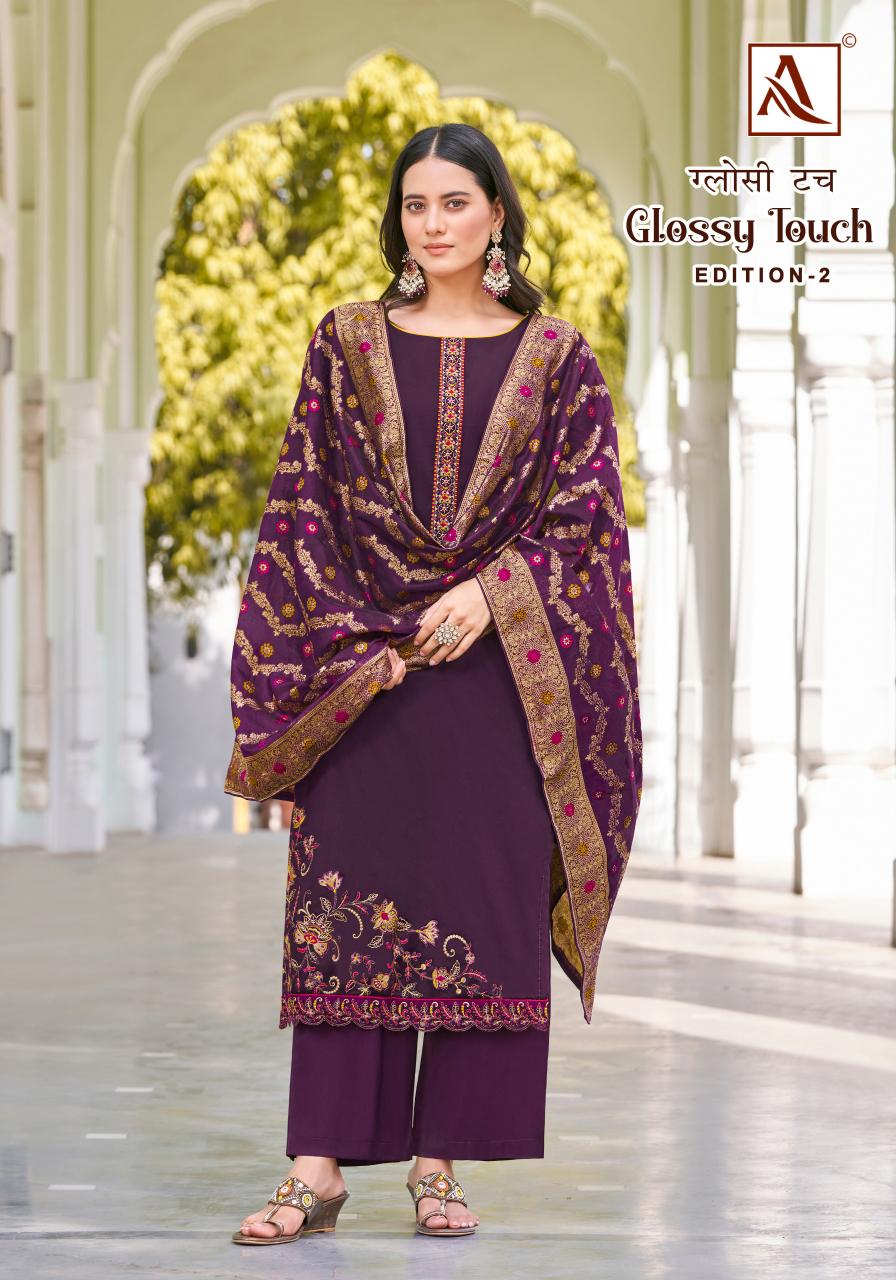 Alok Glossy Touch Vol 2 Designer Dress Material Wholesale Catalog