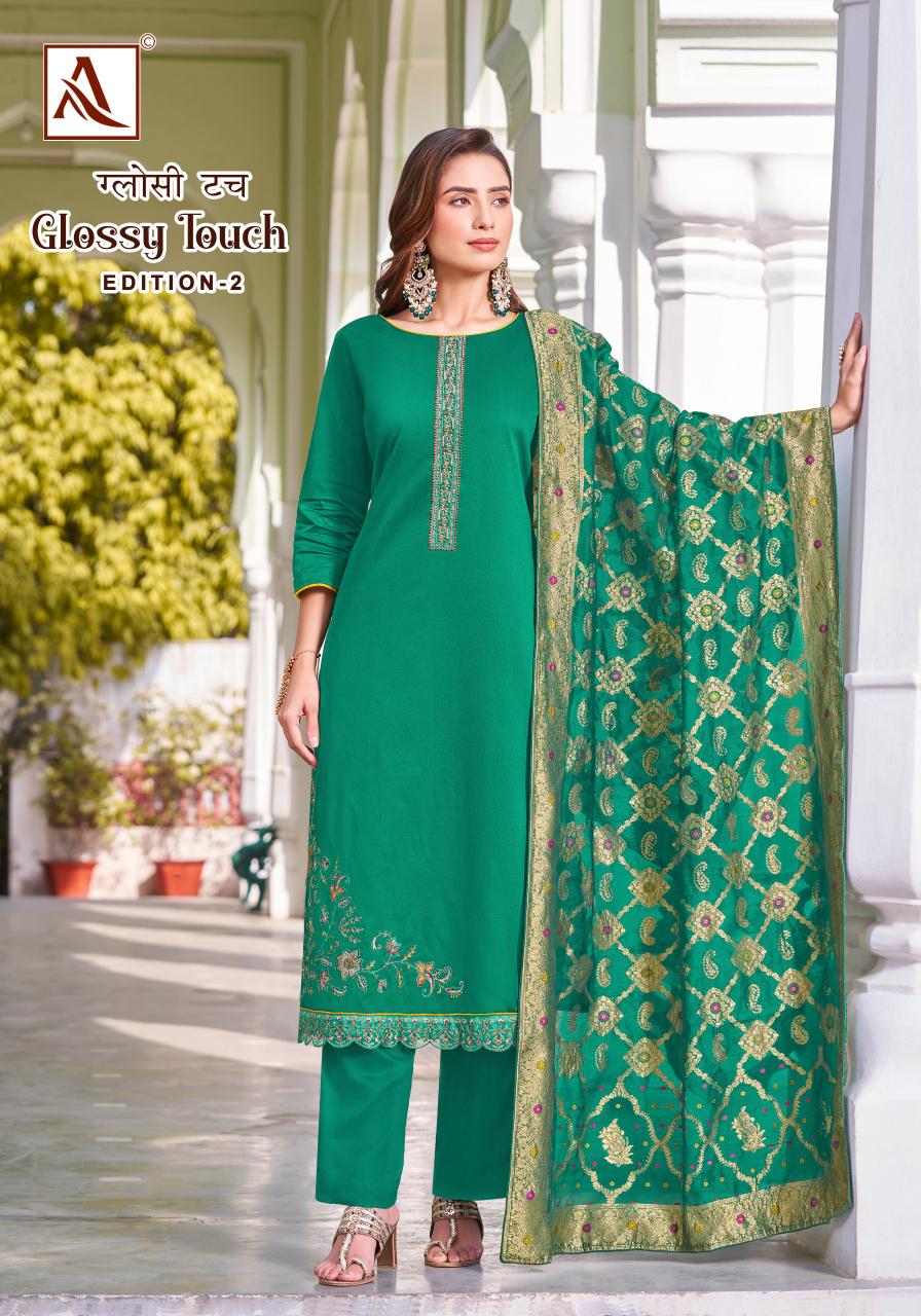 Alok Glossy Touch Vol 2 Designer Dress Material Wholesale Catalog