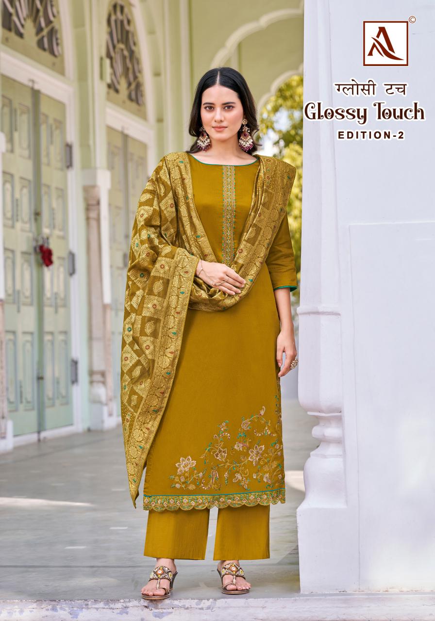 Alok Glossy Touch Vol 2 Designer Dress Material Wholesale Catalog