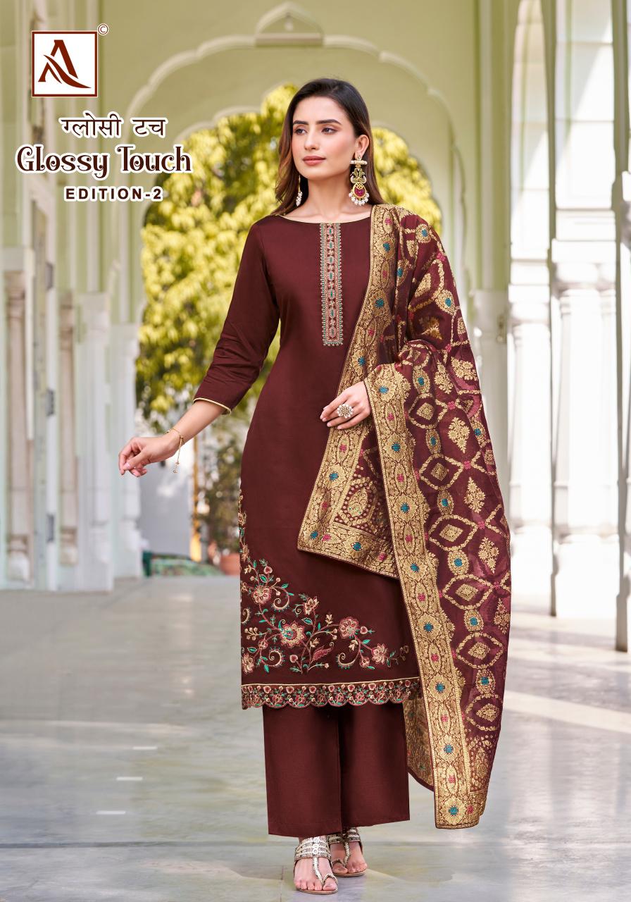 Alok Glossy Touch Vol 2 Designer Dress Material Wholesale Catalog