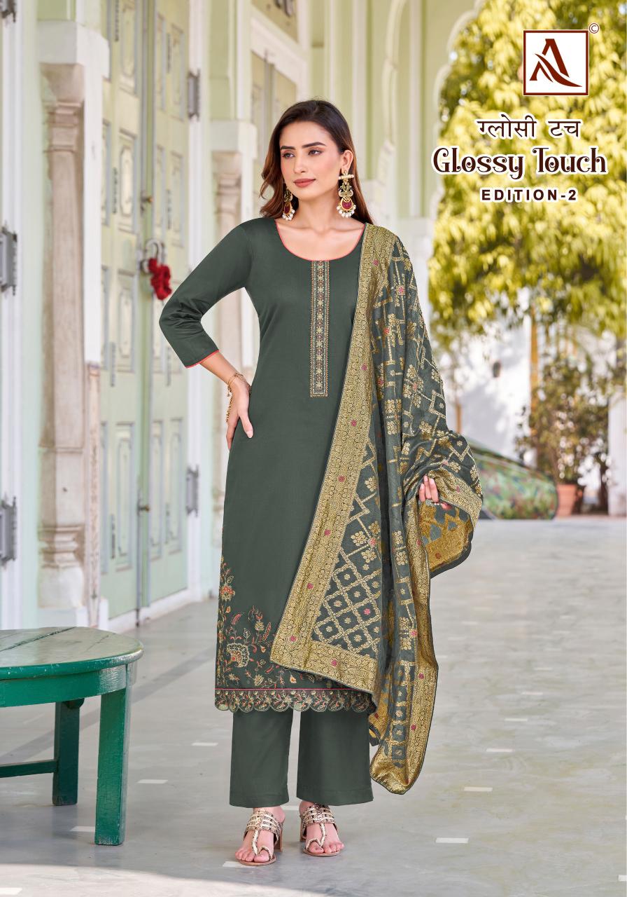 Alok Glossy Touch Vol 2 Designer Dress Material Wholesale Catalog
