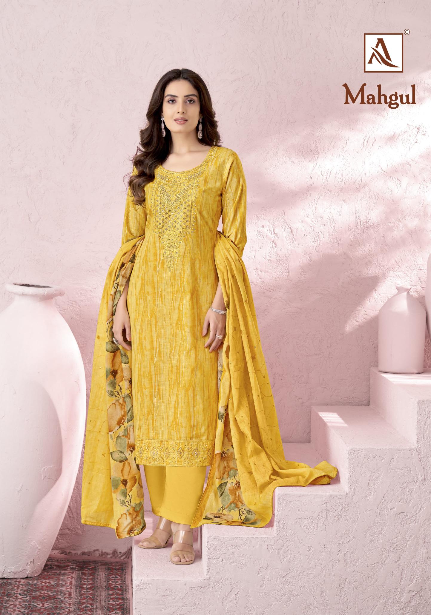 Alok Mahgul Designer Dress Material Wholesale Catalog
