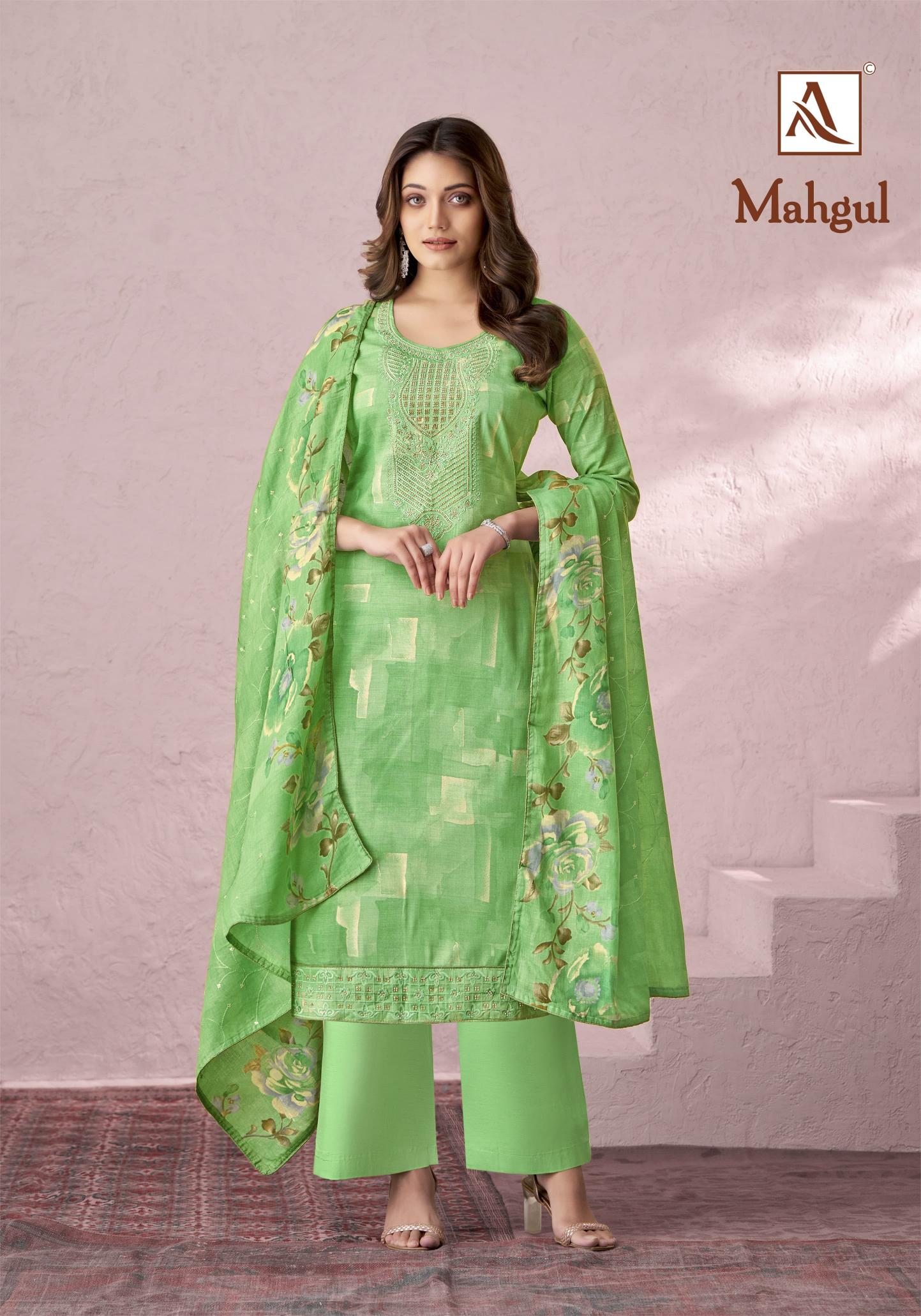 Alok Mahgul Designer Dress Material Wholesale Catalog
