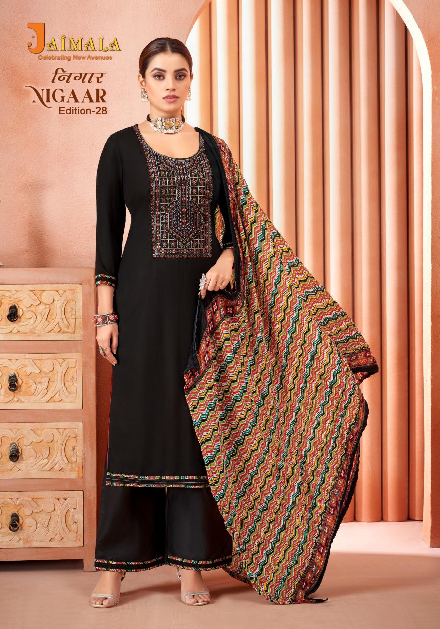 Alok Nigaar Vol 28 Pure Reyon Slub With Embroidery Dress Material Wholesale Catalog