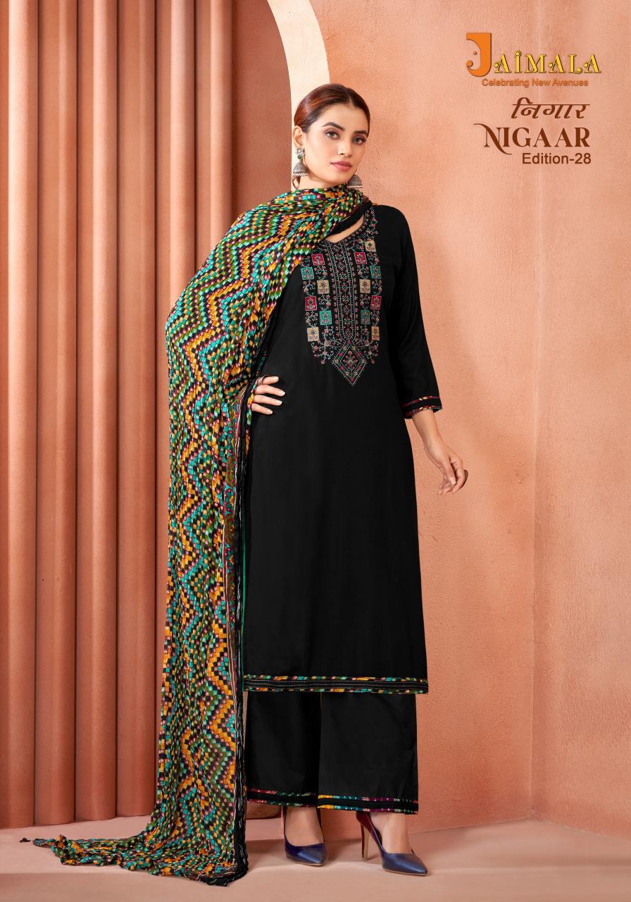 Alok Nigaar Vol 28 Pure Reyon Slub With Embroidery Dress Material Wholesale Catalog