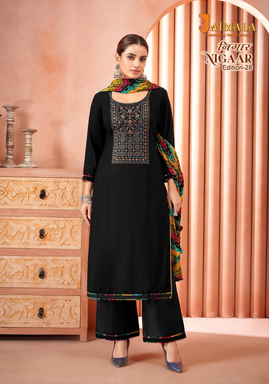Alok Nigaar Vol 28 Pure Reyon Slub With Embroidery Dress Material Wholesale Catalog