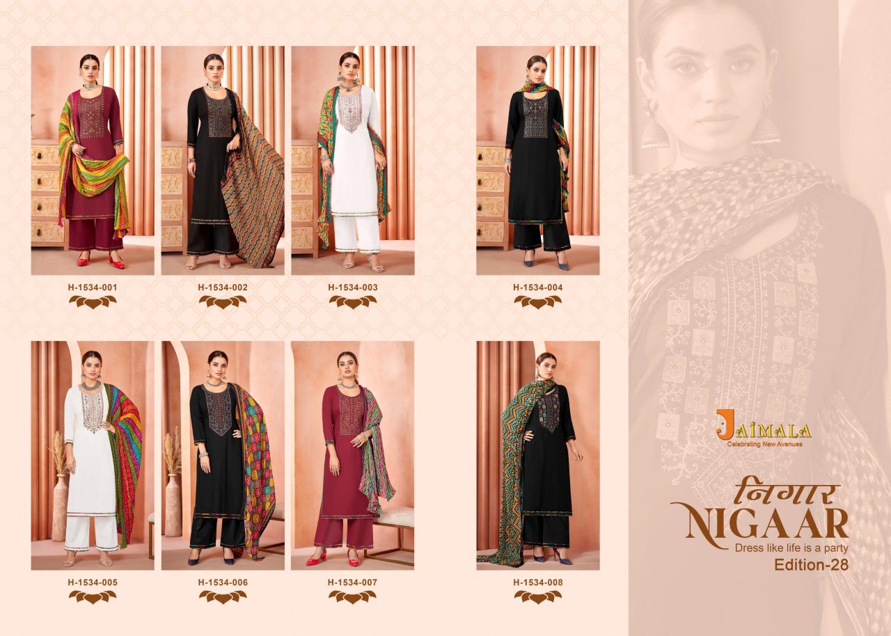 Alok Nigaar Vol 28 Pure Reyon Slub With Embroidery Dress Material Wholesale Catalog