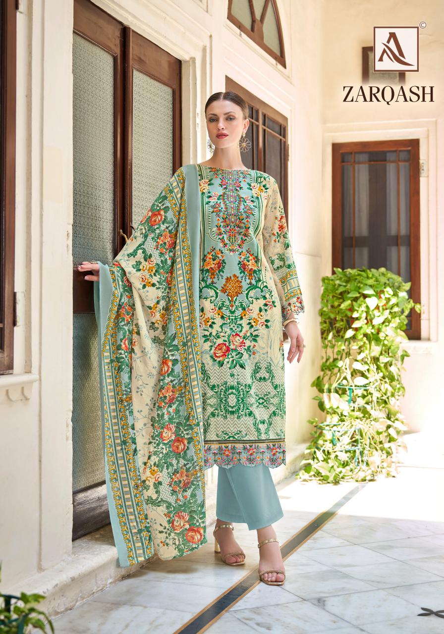Alok Zarqash Cotton Embroidery Dress Material Wholesale Catalog
