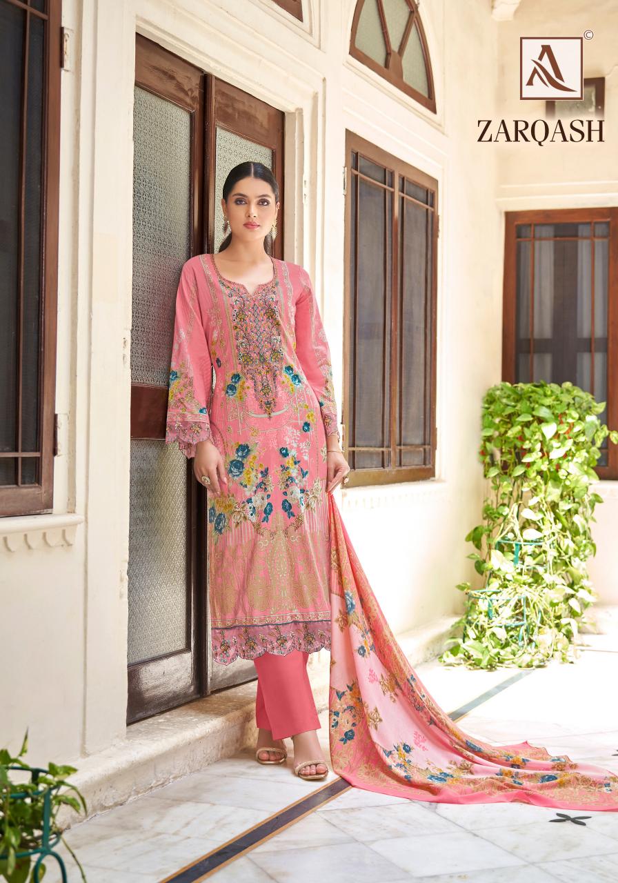 Alok Zarqash Cotton Embroidery Dress Material Wholesale Catalog