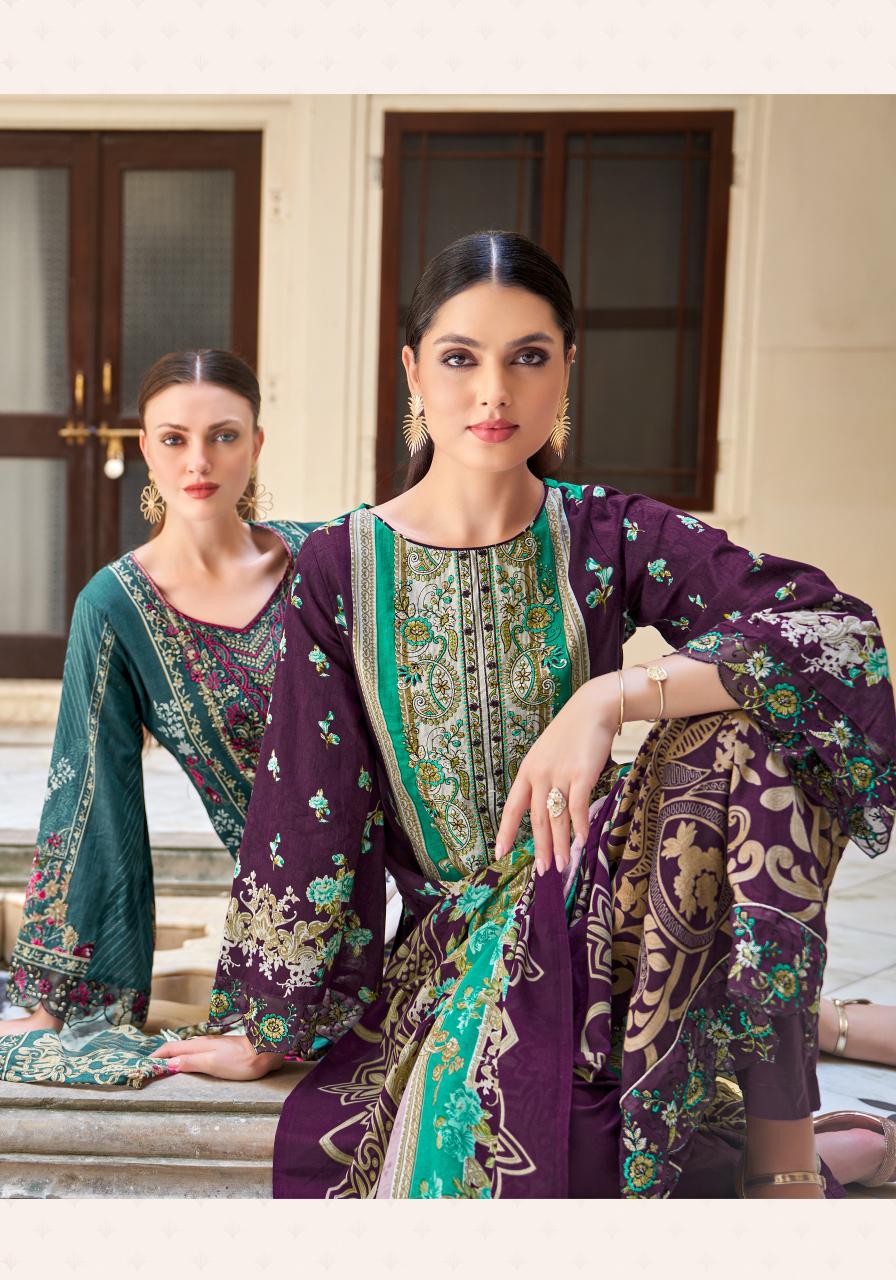 Alok Zarqash Cotton Embroidery Dress Material Wholesale Catalog