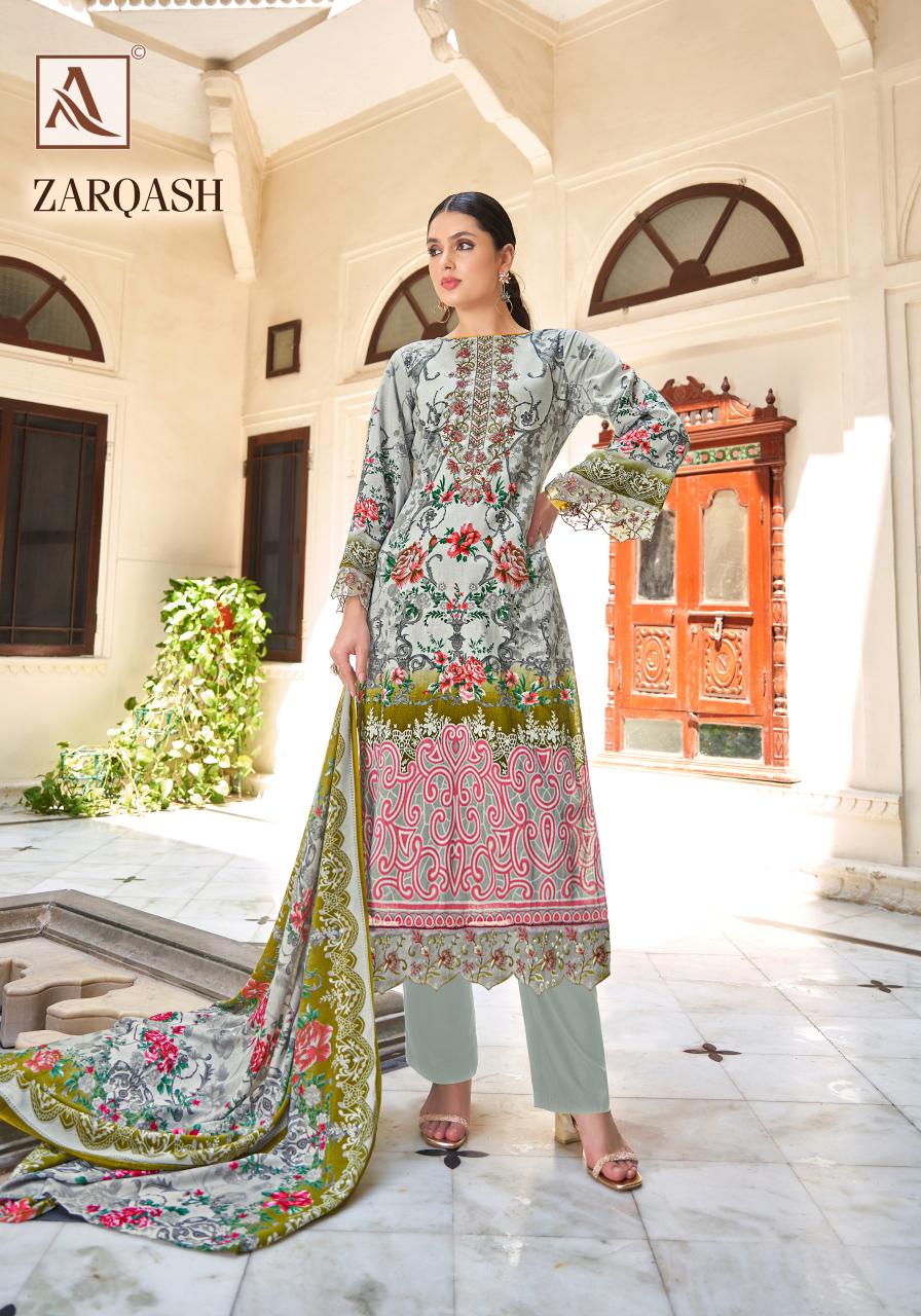 Alok Zarqash Cotton Embroidery Dress Material Wholesale Catalog