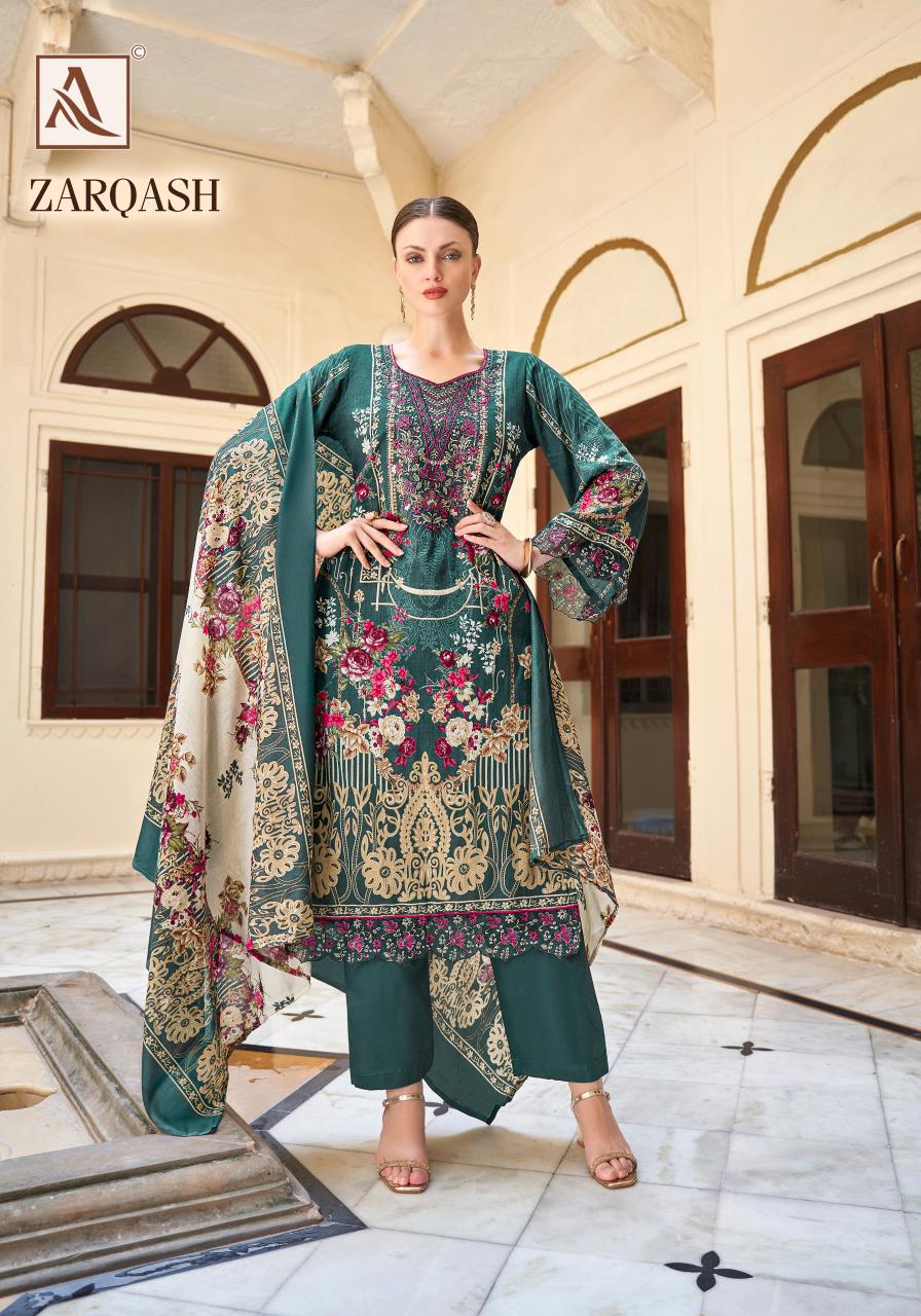 Alok Zarqash Cotton Embroidery Dress Material Wholesale Catalog