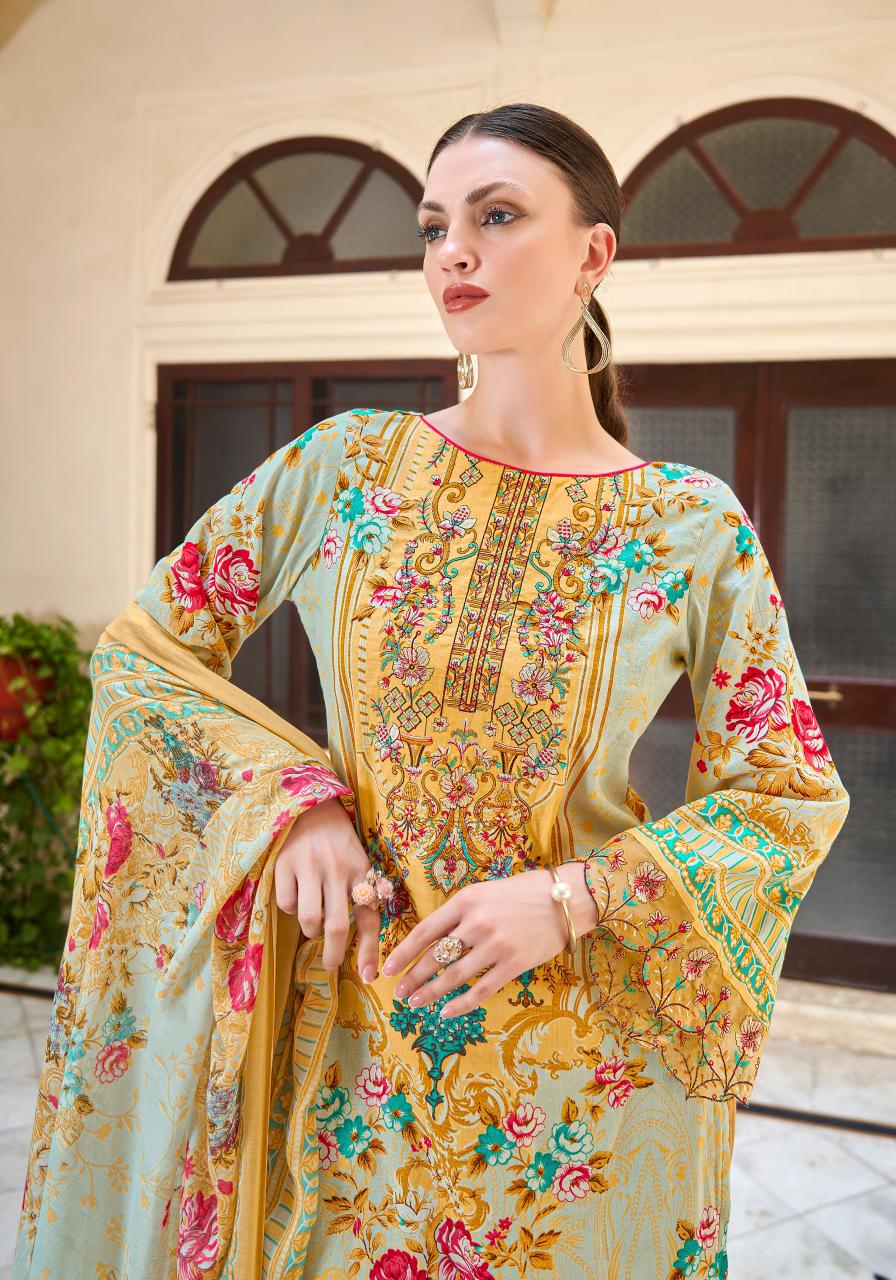 Alok Zarqash Cotton Embroidery Dress Material Wholesale Catalog