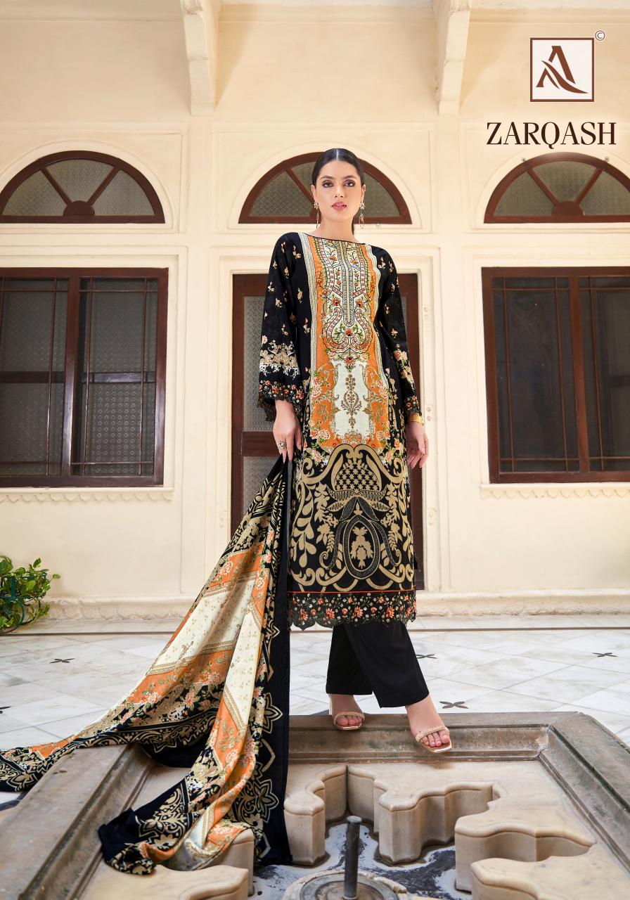 Alok Zarqash Cotton Embroidery Dress Material Wholesale Catalog